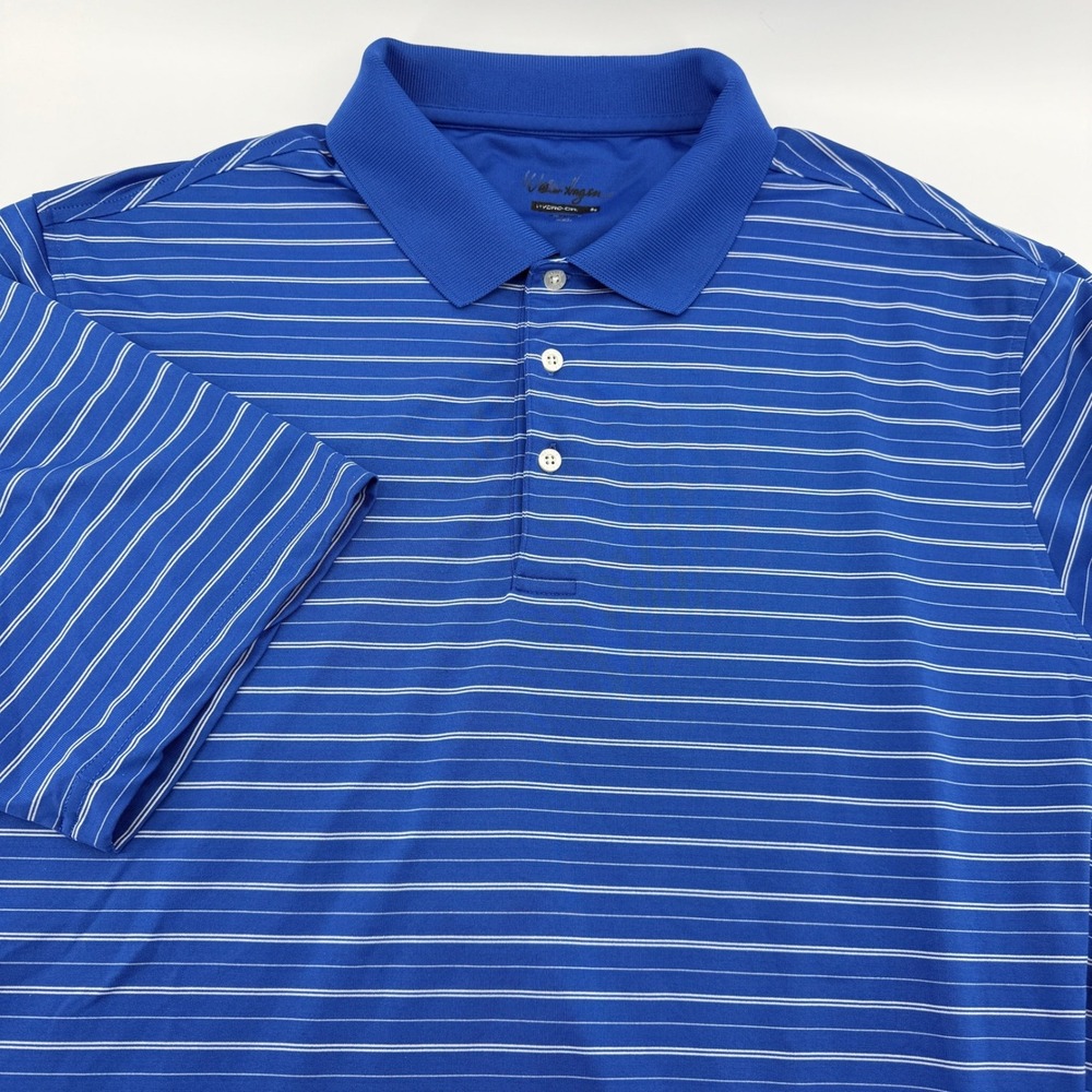 Walter Hagen Golf Polo Mens Size XL Shirt‎ Blue White Stripe Hydro-Dri